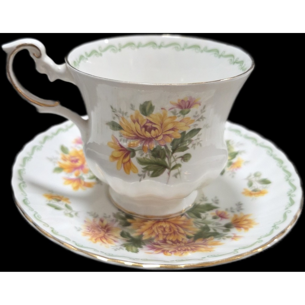 Royal Dover Chrysanthemum TEA CUP & SAUCER Floral Bone China England